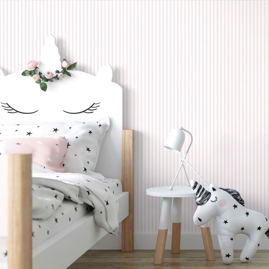 Paper, white and turquoise stripes wallpaper  462-2, Pippo, ICH Wallcoverings