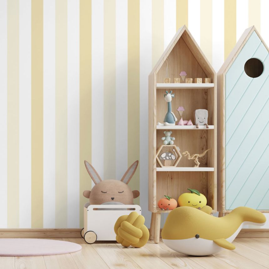 Paper, white and pink stripe wallpaper 461-3, Pippo, ICH Wallcoverings