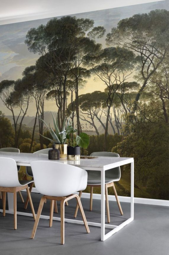Non-woven wall mural Italian landscape, trees 158891, 372 x 279 cm, Blush, Esta Home