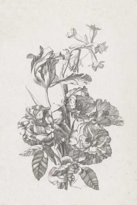 Non-woven wall mural, Engraving bouquet of flowers 158887, 186 x 279 cm, Blush, Esta Home