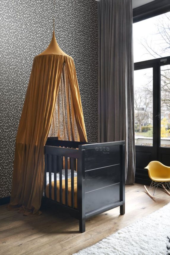 Non-woven black and white wallpaper - imitation leopard skin 136810, Paradise, Esta Home