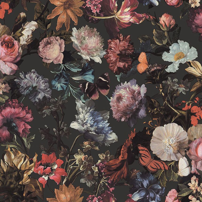 Non-woven romantic floral wallpaper with butterflies 139172, Paradise, Esta Home