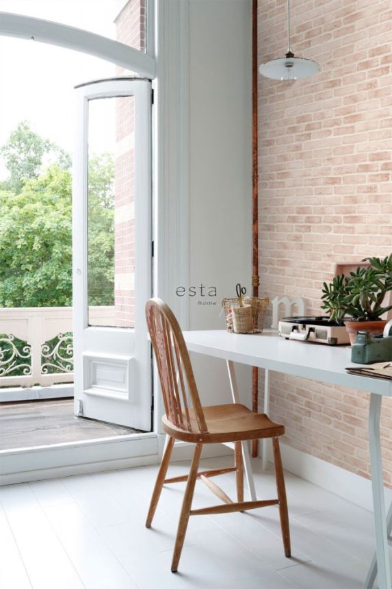 Non-woven pink brick wallpaper 139166, Paradise, Esta Home