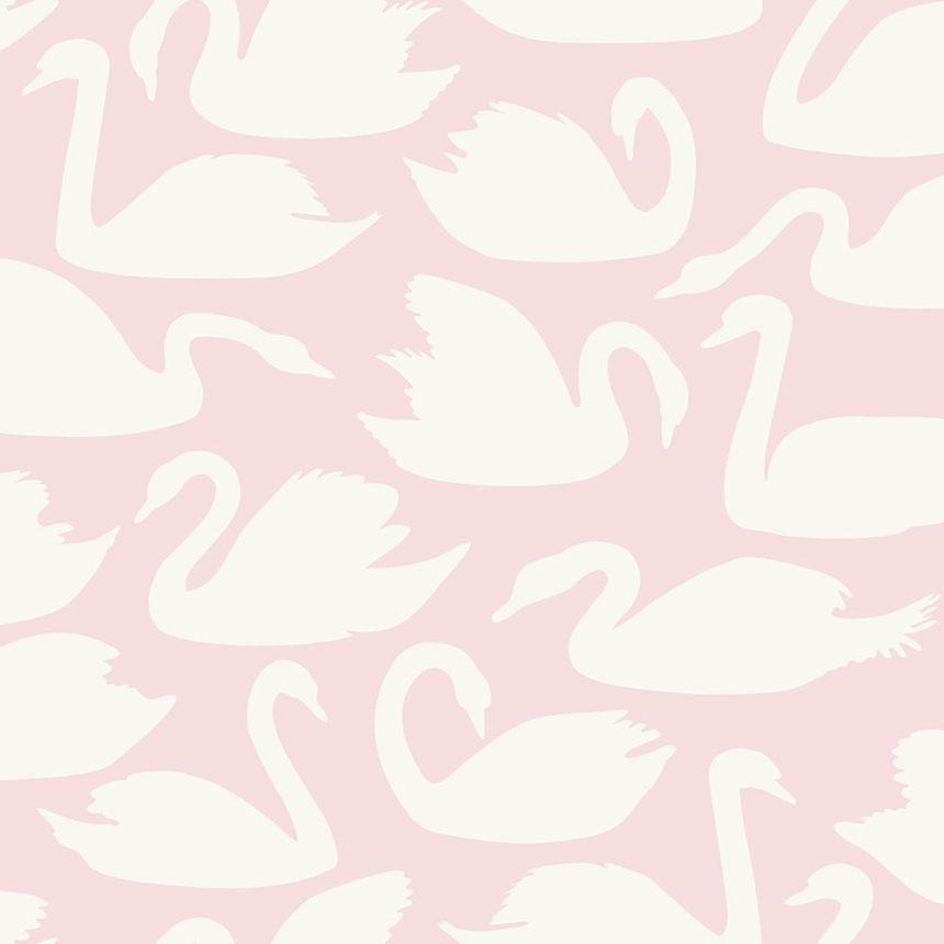 Metallic non-woven wallpaper with swans 347708, Precious, Origin