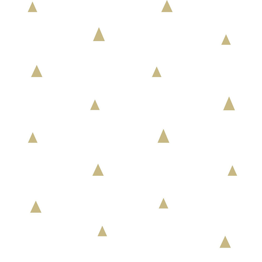 White non-woven wallpaper with golden triangles 347680, Precious, Origin