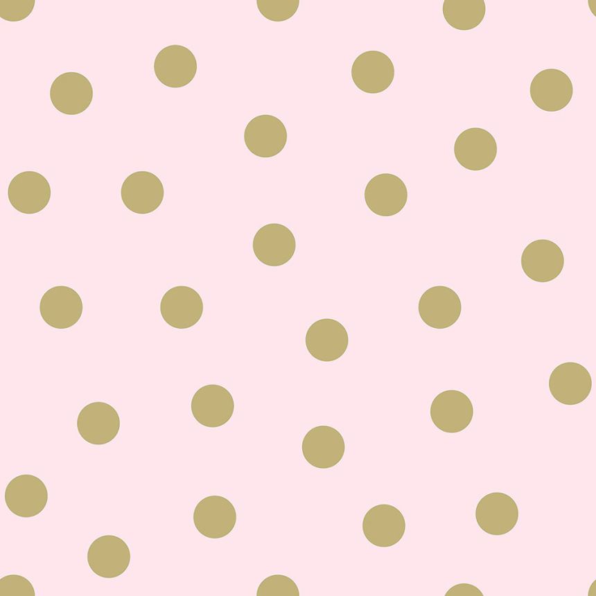 Pink non-woven wallpaper with golden dots  347677, Precious, Origin