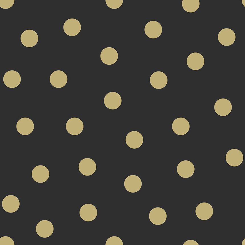 Black non-woven wallpaper with golden dots 347676, Precious, Origin