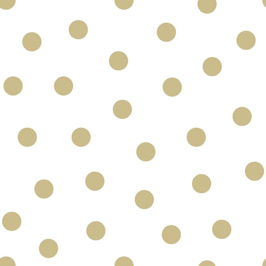 White non-woven wallpaper with golden dots 347674, Precious, Origin