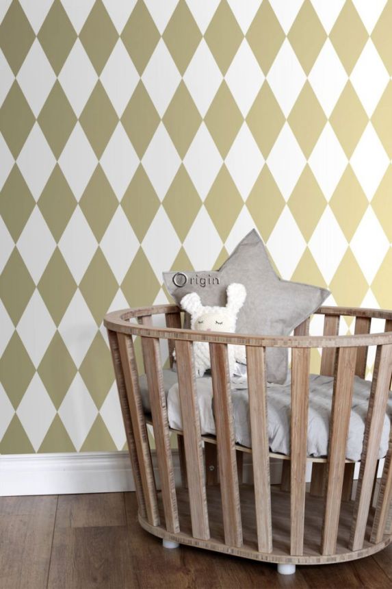 Geometric pattern wallpaper - white and gold rhombuses 347669, Precious, Origin