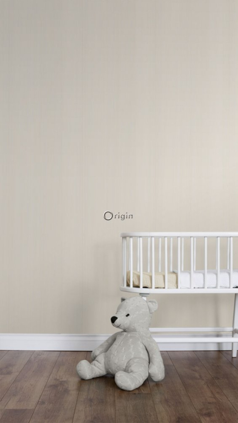 Beige non-woven stripes wallpaper - metallic stripes 346808, Precious, Origin