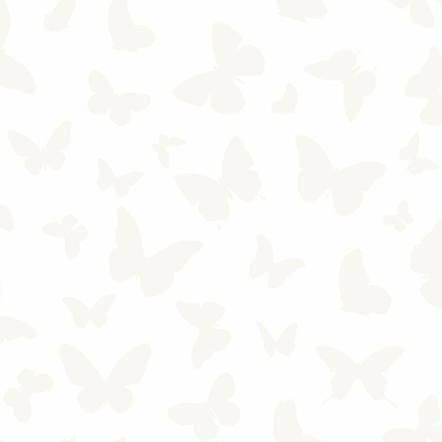 White non-woven wallpaper with butterflies 347690, Precious, Origin