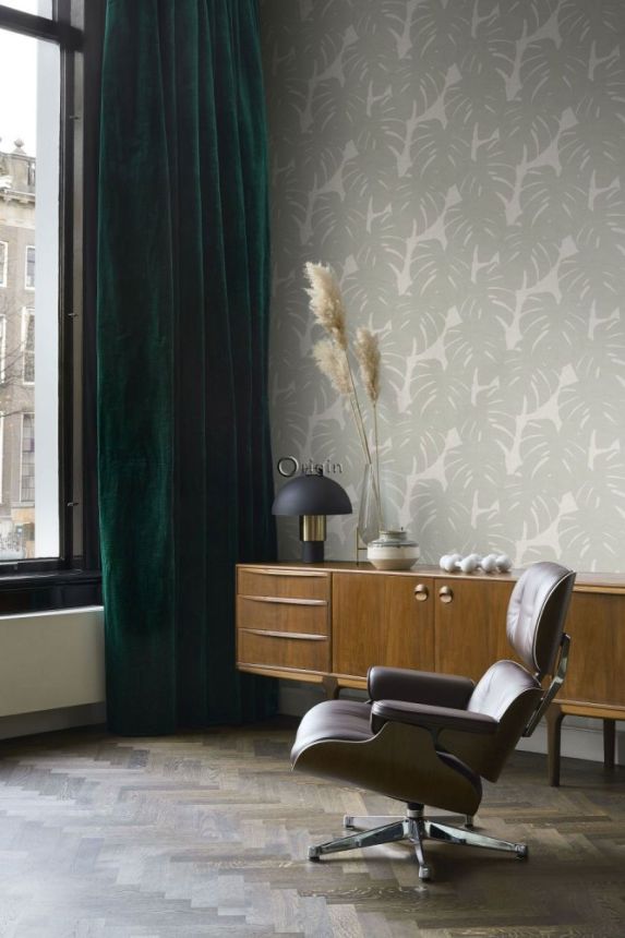Non-woven wallpaper - monstera leaves - fabric texture 347761, Natural Fabrics, Origin