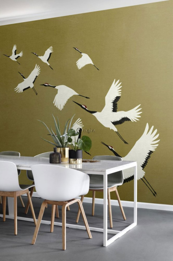 Non-woven wall mural birds in flight 357236, 300 x 300 cm, Natural Fabrics, Origin