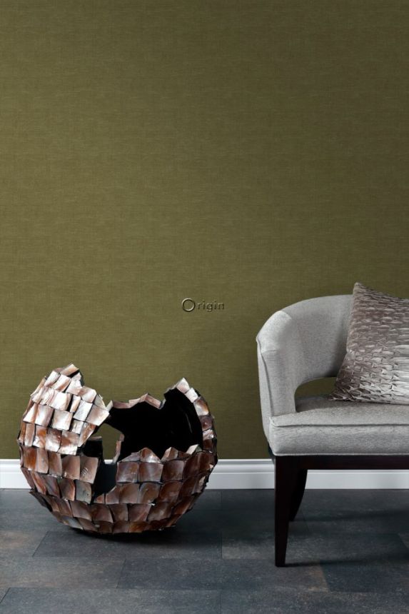 Non-woven wallpaper, imitation fabric green melange 347635, Natural Fabrics, Origin