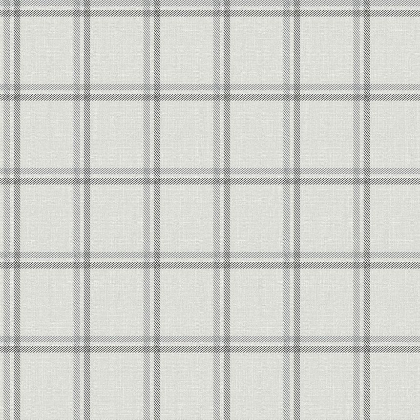 Non-woven wallpaper imitation fabric, gray checkered 347621, Natural Fabrics, Origin