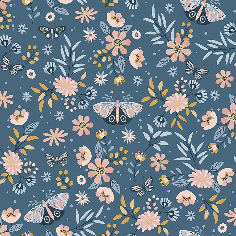 Non-woven floral wallpaper with butterflies M58101, My Kingdom, Ugépa