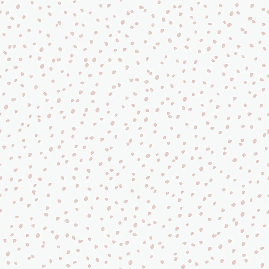 Non-woven children's white wallpaper with pink spots L99303, My Kingdom, Ugépa