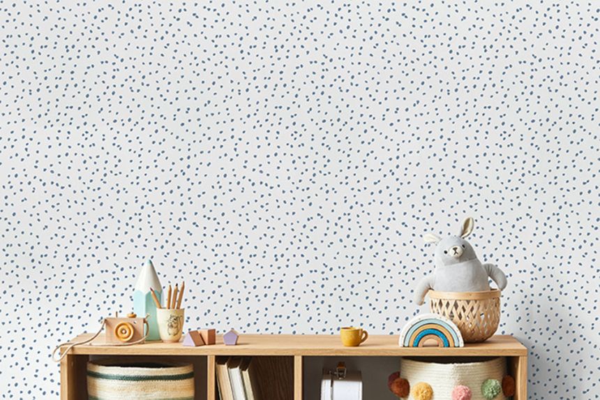 Non-woven children's white wallpaper with pink spots L99303, My Kingdom, Ugépa