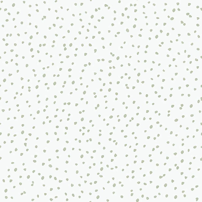 Non-woven children's white wallpaper with green spots L99304, My Kingdom, Ugépa