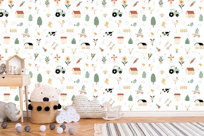 Non-woven children's wallpaper with garden and animal motifs M51507, My Kingdom, Ugépa