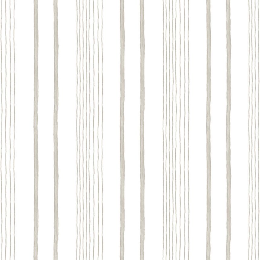Non-woven white wallpaper with gray stripes M33307, My Kingdom, Ugépa