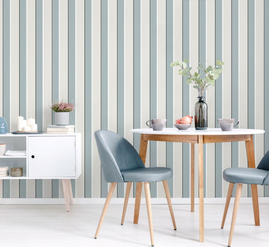 Dark turquoise non-woven stripes wallpaper 6508-3, Batabasta, ICH Wallcoverings
