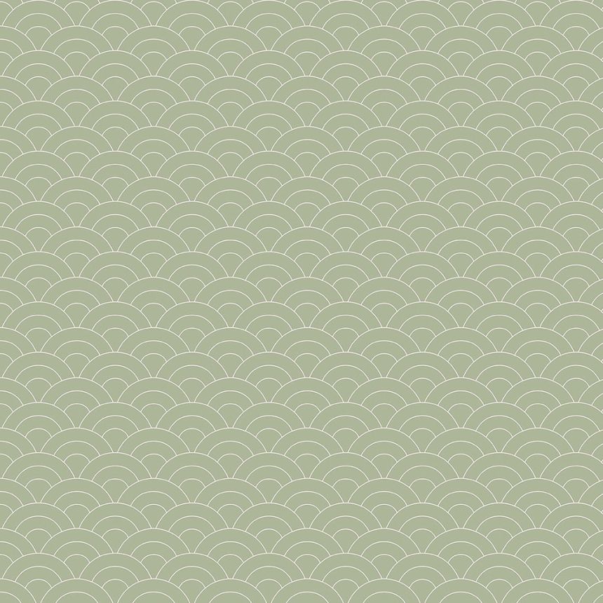 Green non-woven wallpaper, arched pattern 6506-3, Batabasta, ICH Wallcoverings