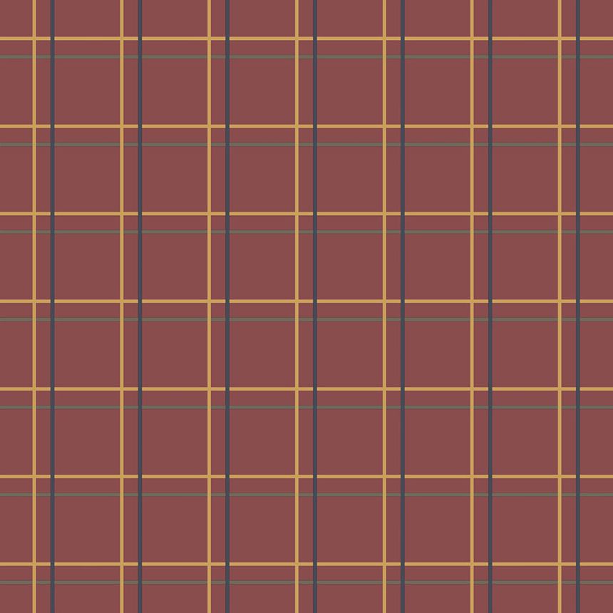 Red geometric design wallpaper, tartan 6505-4, Batabasta, ICH Wallcoverings