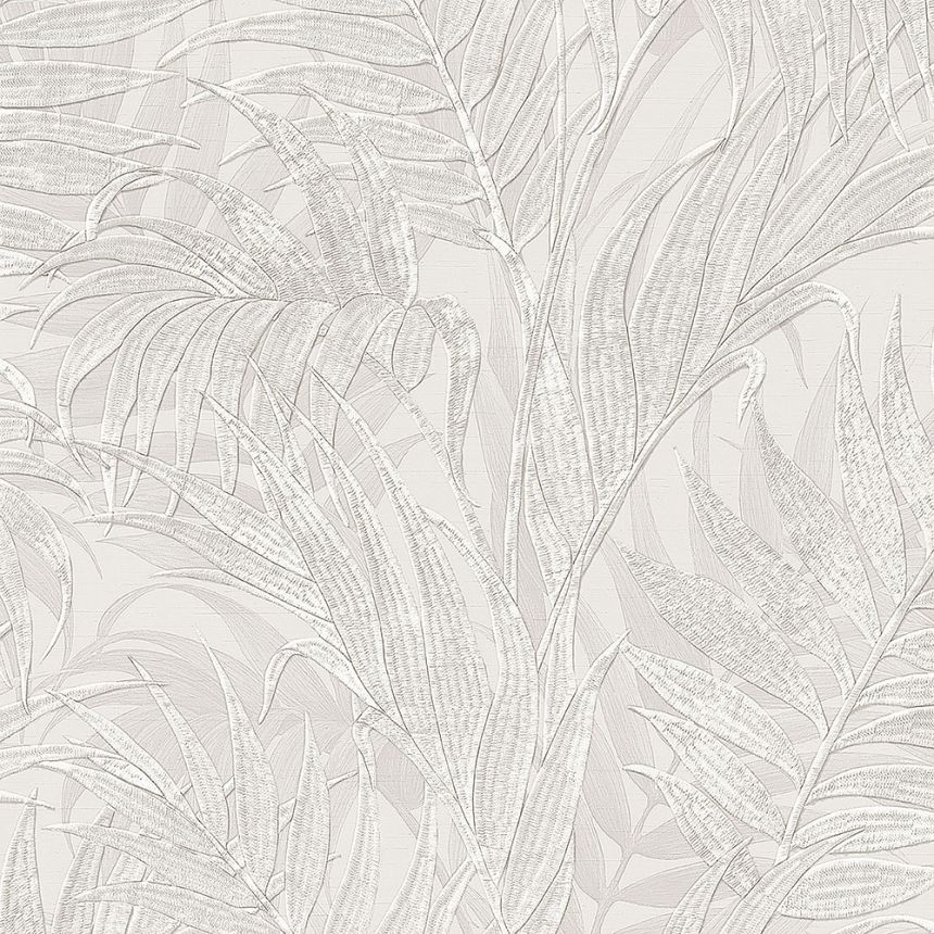 Luxury cream non-woven palm leaves wallpaper GR322101, Grace, Design ID