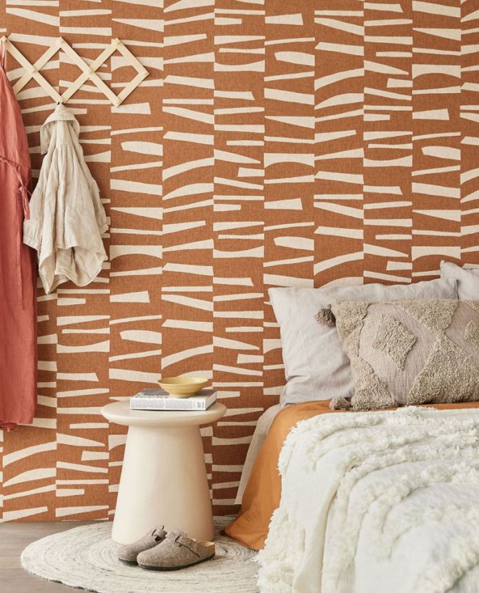 Brown-beige retro geometric pattern wallpaper 318026, Twist, Eijffinger