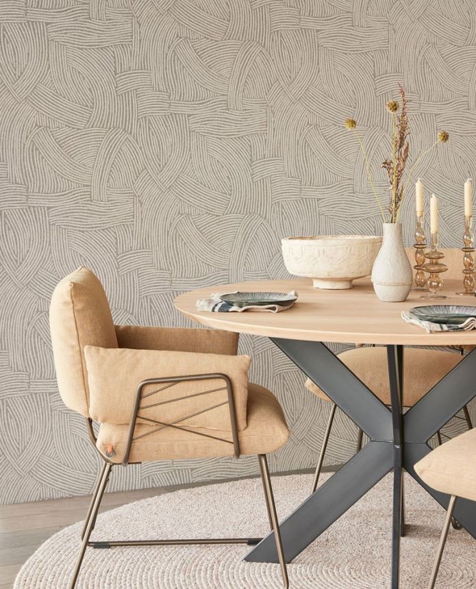 Gray wallpaper with graphic ethno pattern 318015, Twist, Eijffinger