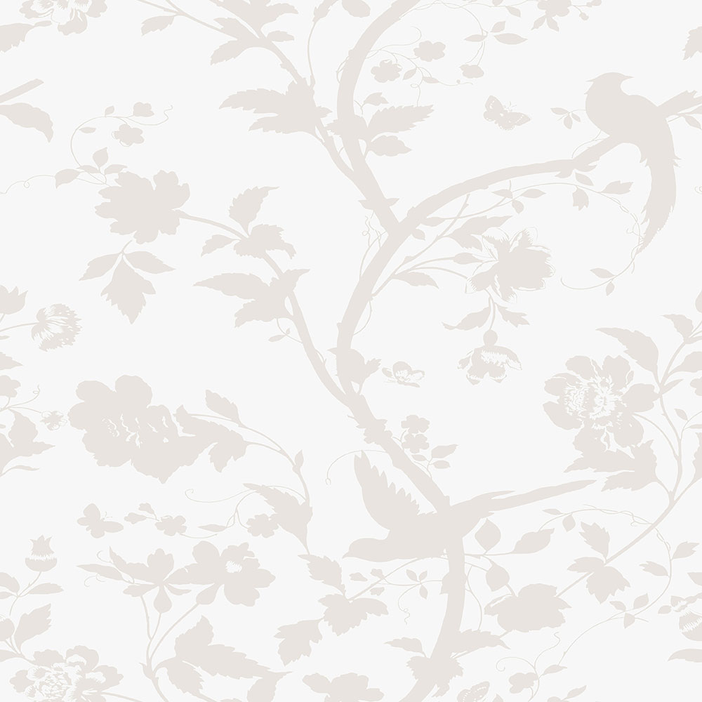 Non-woven wallpaper with beige flowers and birds 113391, Laura Ashley, Graham & Brown