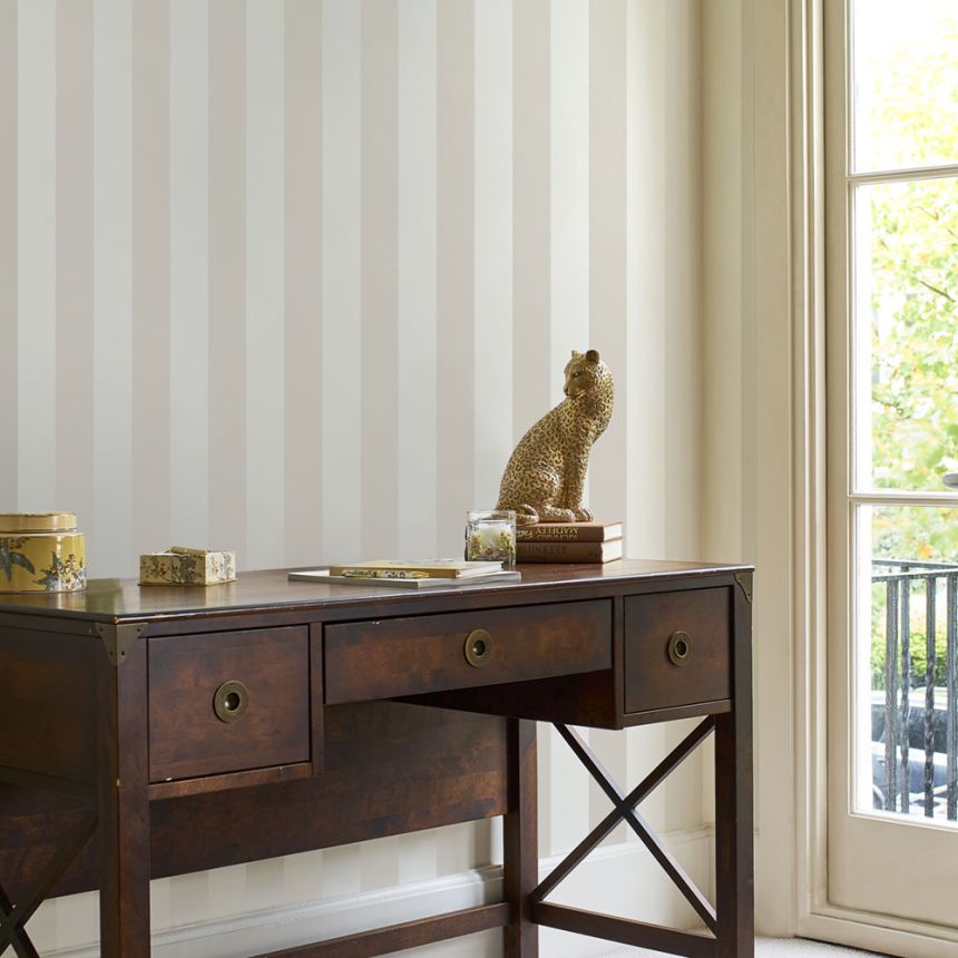 Non-woven wallpaper beige stripes 113337, Laura Ashley, Graham & Brown