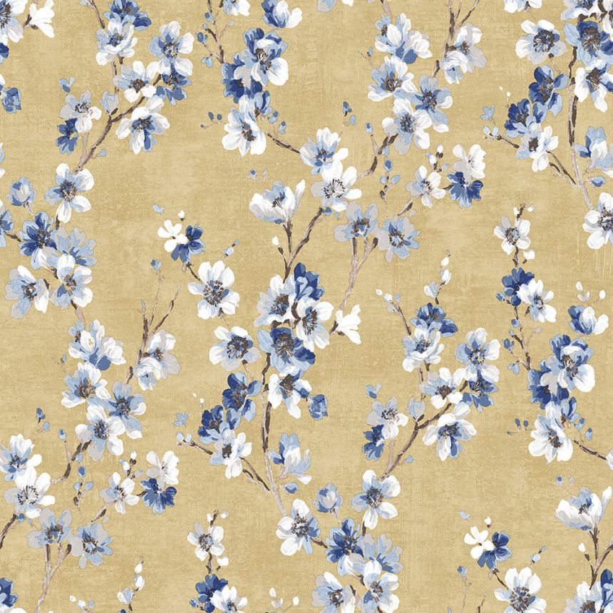 Yellow non-woven wallpaper, Flowers, M52702, Adéle, Ugépa