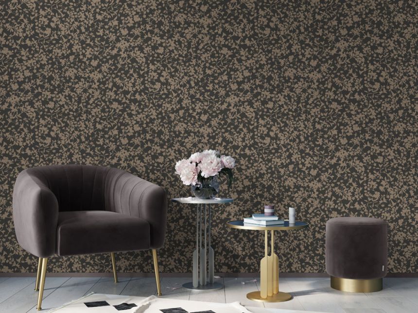 Green non-woven wallpaper, Flowers, M52424, Adéle, Ugépa