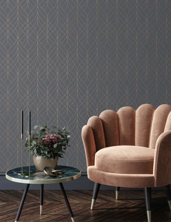 Black geometric non-woven wallpaper, M41909, Adéle, Ugépa