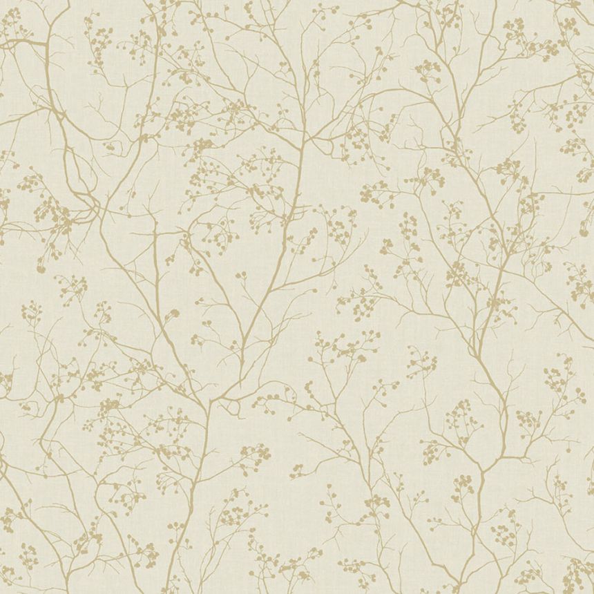 Cream non-woven wallpaper with golden twigs DD3812, Dazzling Dimensions 2, York
