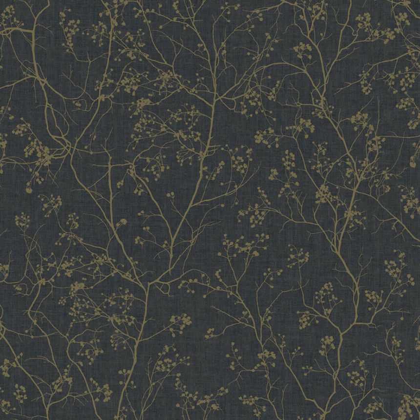 Black non-woven wallpaper with golden twigs DD3811, Dazzling Dimensions 2, York