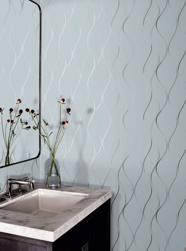 Luxury grey-blue wallpaper with metallic waves DD3701, Dazzling Dimensions 2, York