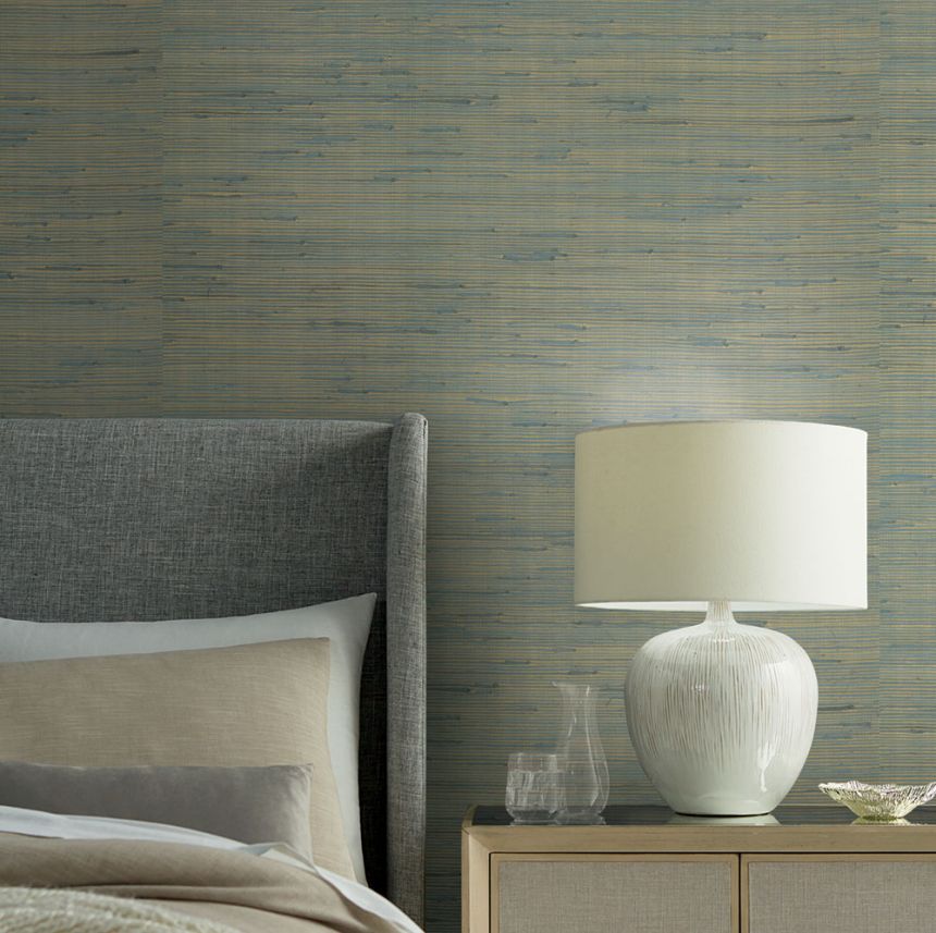 Unusual wallpaper, jute on a golden background OS4326, Modern nature II, York