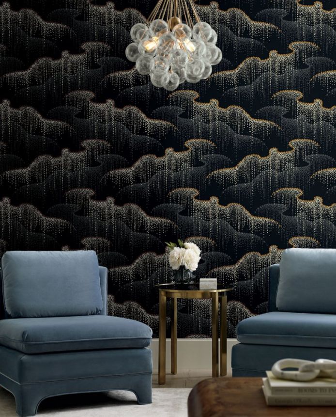 Black non-woven wallpaper, dots, pearls OS4261, Modern nature II, York