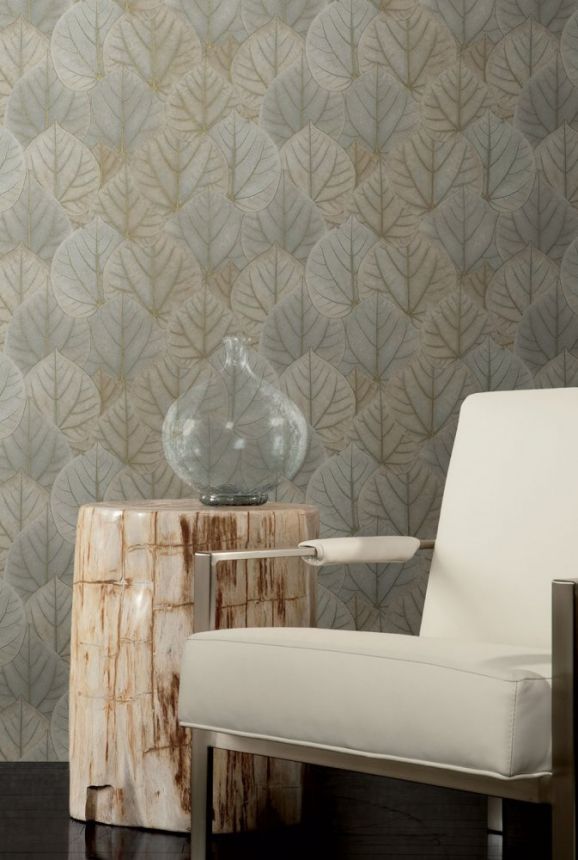Gray-beige non-woven wallpaper, leaves OS4243, Modern Nature II, York