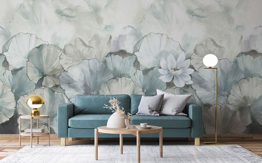 Wall mural, Flowers with leaves, Z66875, 5,10 X 3 m, Satin Flowers, Zambaiti Parati