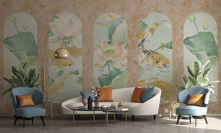 Wall mural, Arcade with water surface, Z66867, 5,10 X 3 m, Satin Flowers, Zambaiti Parati