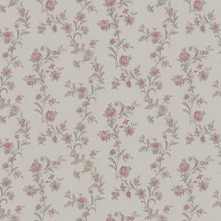 Beige non-woven floral wallpaper, Z66853, Satin Flowers, Zambaiti Parati