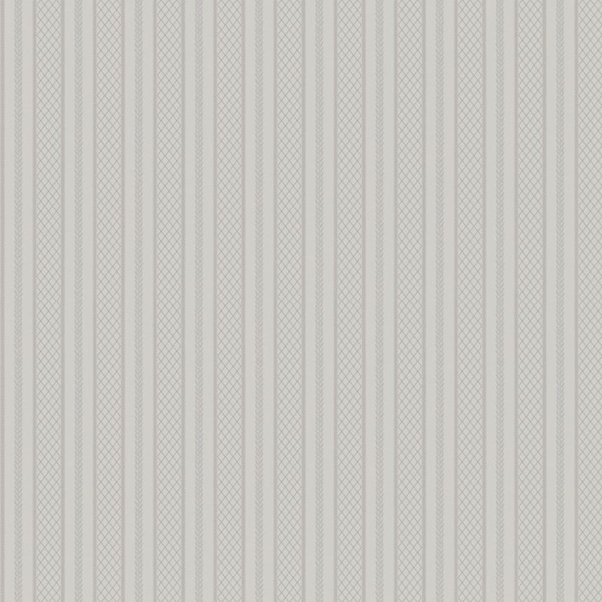 White non-woven stripes wallpaper, Z66848, Satin Flowers, Zambaiti Parati