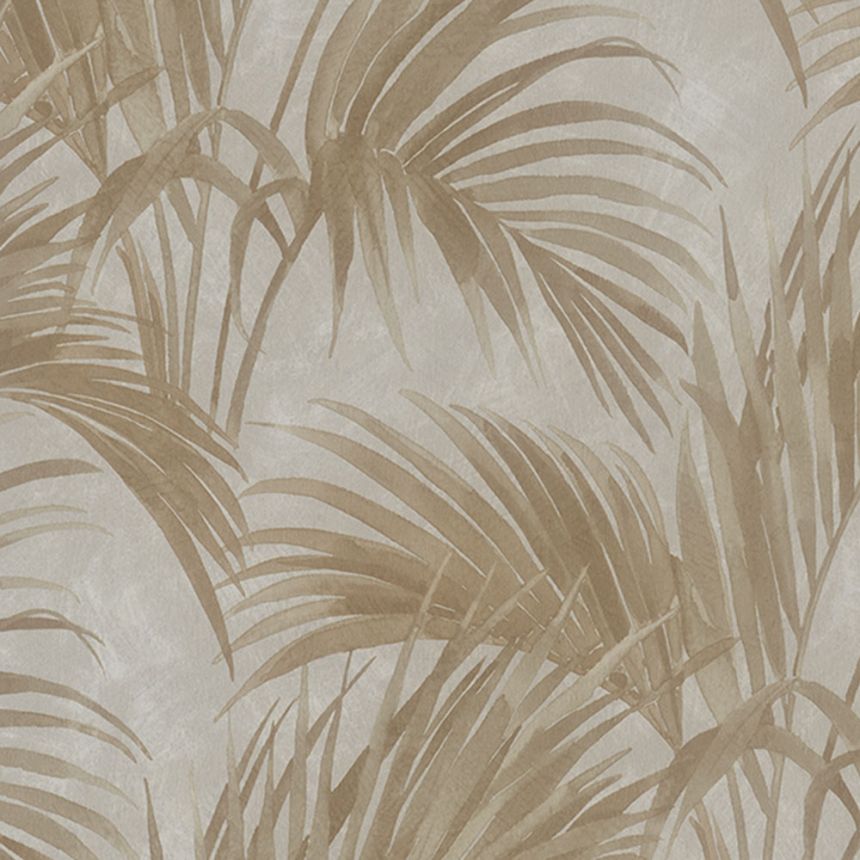 Beige non-woven wallpaper, Leaves, Z66826, Satin Flowers, Zambaiti Parati