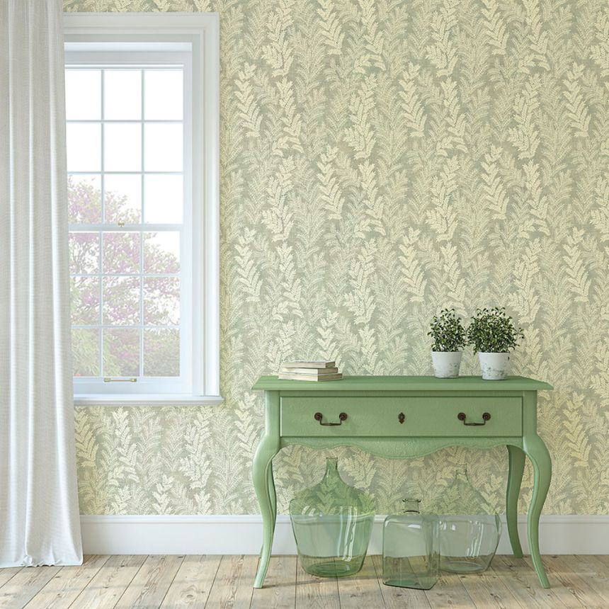 Brown non-woven wallpaper, Leaves, Z66818, Satin Flowers, Zambaiti Parati