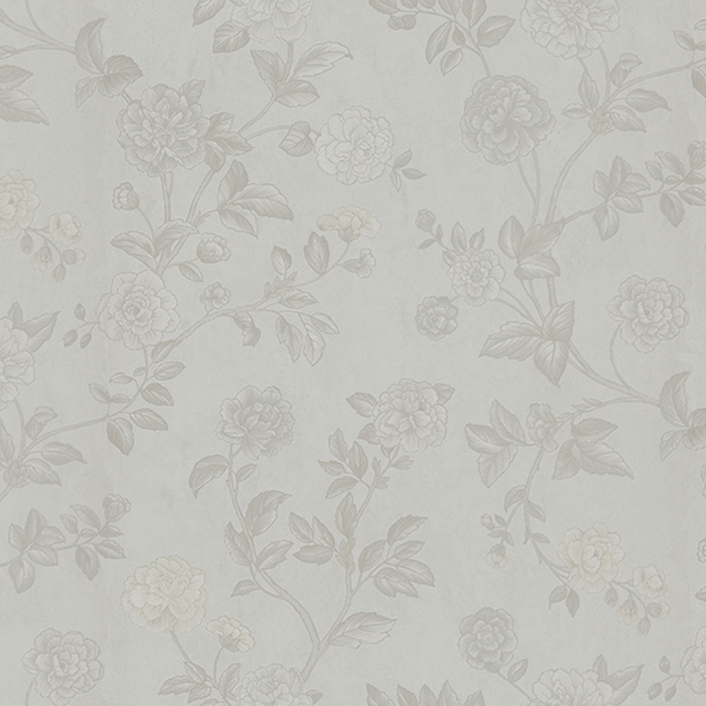 White non-woven floral wallpaper, Z66805, Satin Flowers, Zambaiti Parati
