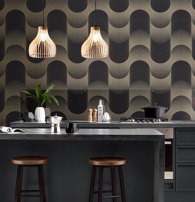 Luxury wallpaper, golden waves 115066 Eternal, Graham&Brown